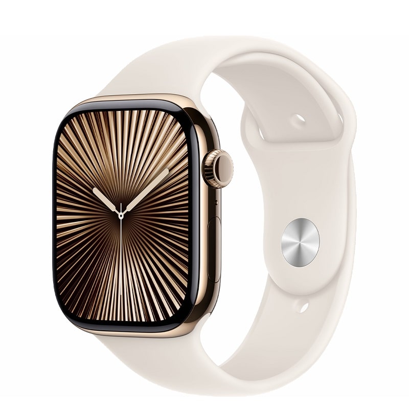 Смарт-годинник Apple Watch Series 10 GPS + Cellular 46mm Gold Titanium Case w. Starlight Sport Band - M/L (MWYY3)