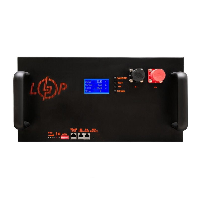Акумулятор LogicPower LiFePO4 51,2V - 100 Ah 5120Wh Smart BMS 200A/100А з LCD метал Smart RM (23988)